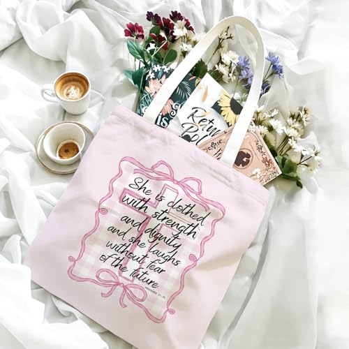 Bible Tote Bags Cute Christian Preppy Canvas Tote Bag Christian Gifts for Women Reusable Shopping Bags(Parent) - color: Bible-7