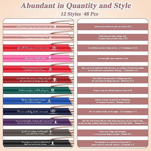 Chuangdi 48 Pcs Bible Verse Pens Bulk Black Ink Pens, Colorful - color: Colorful