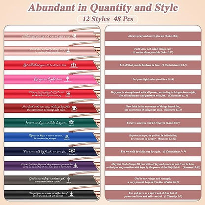 Chuangdi 48 Pcs Bible Verse Pens Bulk Black Ink Pens, Colorful - color: Colorful