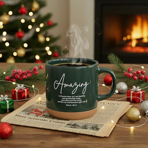 Potchen 18 Pcs Christian Church Gift 13oz Coffee Mug Journal Pen, Brown - color: Retro Brown, size: Bible