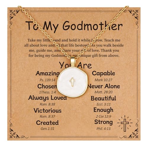 Cross Necklace for Granddaughter Daughter Jewelry Gifts - color: White, style: To My Godmother