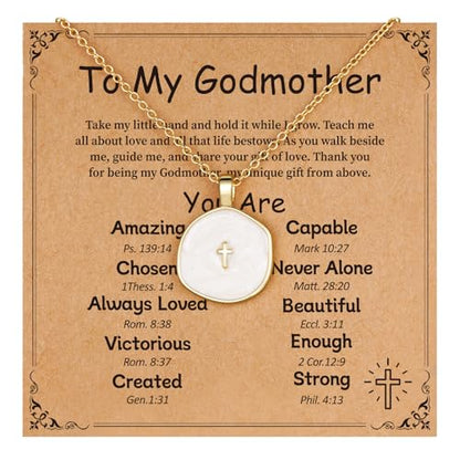 Cross Necklace for Granddaughter Daughter Jewelry Gifts - color: White, style: To My Godmother