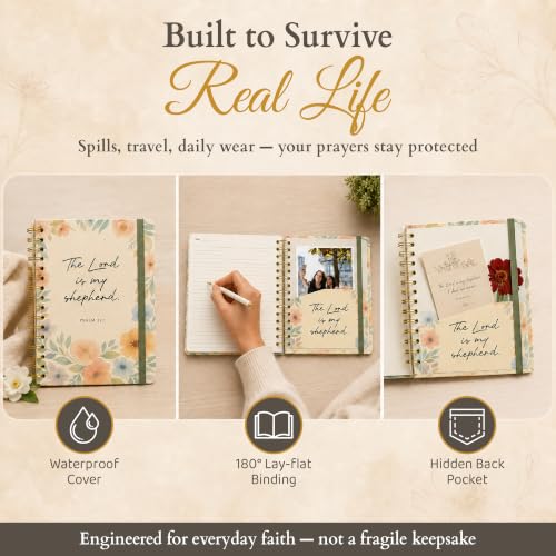 Hardcover Blank Christian Notebook – 140 Pages – Psalm 23:1 - color: Shepherd Floral