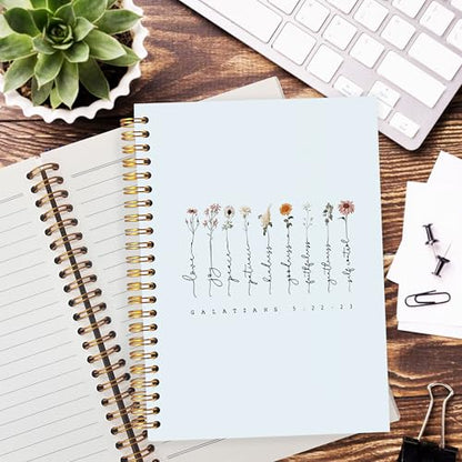 Blue Christian Journaling Notebook, Galatians 5:22-23 Bible Notebooks for Note Taking, Scripture Journals for Writing, Prayer Journal for Woman, Religious Spiral Notebook 5.5x8.3 Inch - color: 3:16 blue