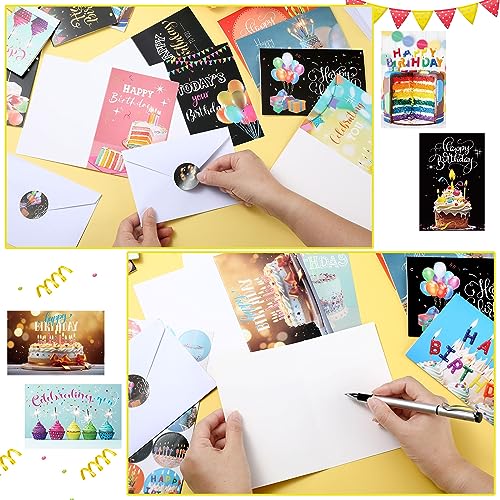 Harloon 200 Pack Happy Birthday Card Assorted Bulk with Blank Envelopes and Stickers 4 x 6 Inches Greeting Blank Happy Birthday Cards for Men Women Adults Kids, 20 Styles(Actual Style) - style: Actual Style