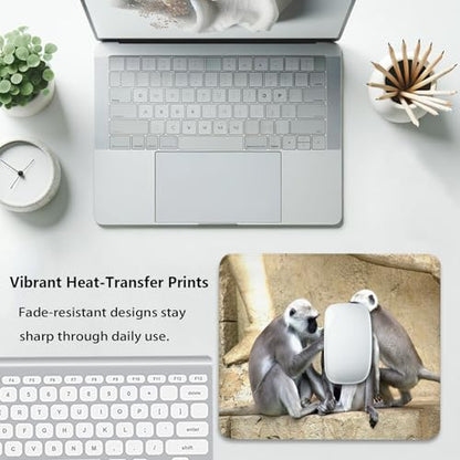 Gray Langur Monkeys Grooming Wildlife Primate Mouse Pad, Nature Desk Mat - color: Color_DE0001XX