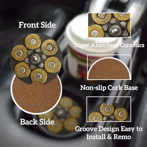Ceramic Car Cup Coasters 2PCS - Revolver - color: Revolver