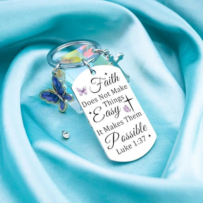 Christian Gift for Women Inspirational Cross Keychain Faith Gift for Sister