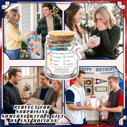 Lunmon Baseball Christian Affirmation Jar with Color-coded Bible Verses - style: Baseball