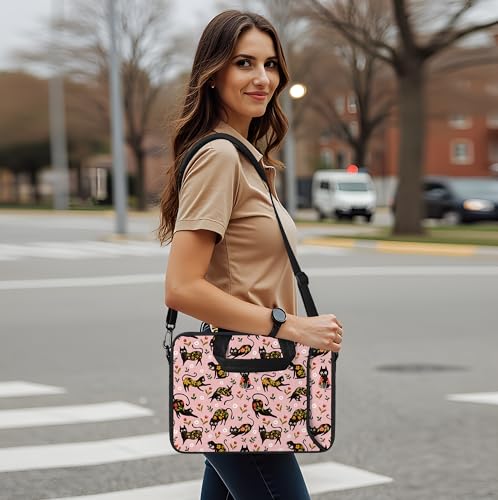 RICHEN Messenger Bag Carrying Case Sleeve with Handle Accessory Pocket Fits Laptops/Notebook/ebooks/Kids tablet/ipad (11-13.3 inch, Flowers Cats) - color: Flowers Cats, size: 11-13.3 inch