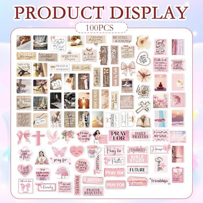 Prayer Board Stickers Supplies - 100 Pcs Inspirational Prayer Vision Board Stickers, Motivational Christian Water Bottle Sticker, Waterproof Vinyl Scrapbook Decals for Laptop Journaling - style: Inspirational Prayer Vision Board