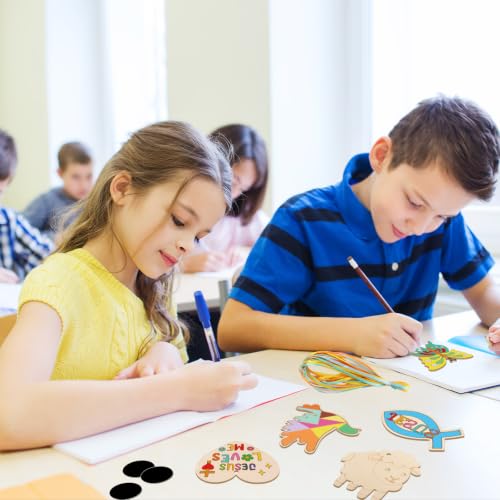 Christian Religious Wooden Craft for Kids VBS DIY Magnets Decor 24Set