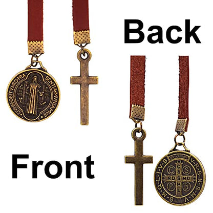 BLBMH Genuine Leather Bible Bookmark with Cross | Catholic Gifts for Men Dad | Christian Book Marker with Ribbon - LB4 - color: Alb4