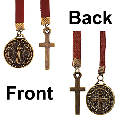BLBMH Genuine Leather Bible Bookmark with Cross | Catholic Gifts for Men Dad | Christian Book Marker with Ribbon - LB4 - color: Alb4