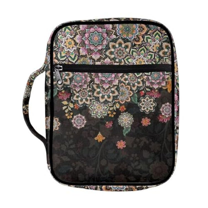 Coldinair Boho Flower Bible Cover for Women Teens Kid Girls,Carrying Book Case Church Bag Bible Holder with Handle and Zippered Pocket - color: Boho Flower