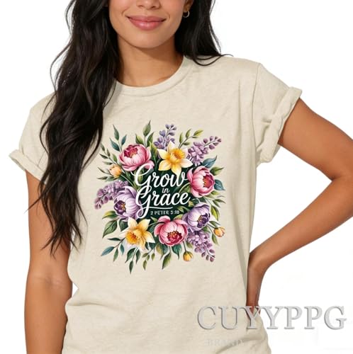 Christian T Shirts for Women God Jesus Faith Graphic Tees - color: Beige-h, size: Small