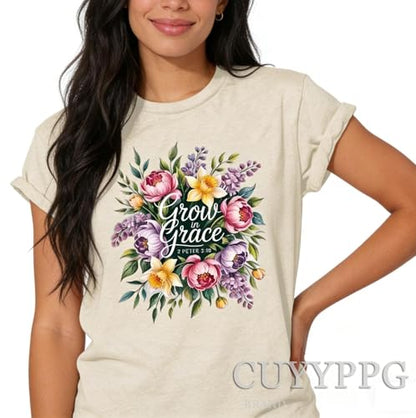 Christian T Shirts for Women God Jesus Faith Graphic Tees - color: Beige-h, size: Small