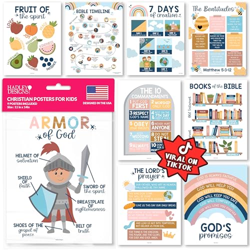 Bible Posters for Kids - Sunday School Decorations for Classroom Must Haves - color: Boho Classic