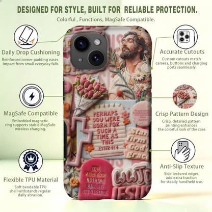 Compatible with iPhone 15 Plus Case,Wireless Charging Compatible,Patented 2‑in‑1 Dual‑Layer Protection, Hot Transfer Print Hard Shell Cover - Bible Verse Aesthetics - color: Bible verse aesthetics, size: iPhone 15 Plus