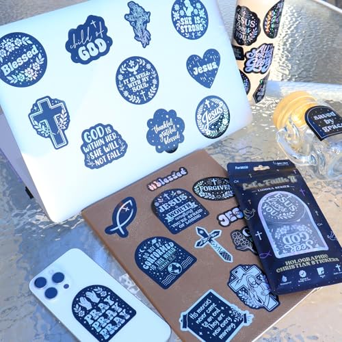 100 PCS Holographic Christian Stickers for Women, Kids, Let's Faith It By Puraesla - Lumina Series - Scripture Religious, Jesus Bible Verse for Journaling & Decor Laptop, Phone, Water Bottle - style: Lumina-100 Let's Faith It