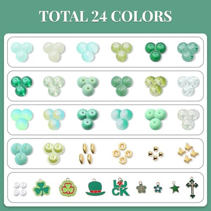 850Pcs Green Glass Beads for Jewelry Making Kit - color: glaze