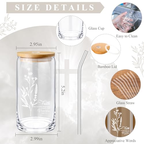Mifoci 10 Pcs 16 oz Christian Gift for Women Glass Cups