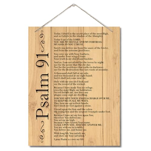 Inspirational Wood Art Signs, Psalms 91 Wall Sign, Hanging Printed Wall Plaque Wood Signs, Bible Verse Print, Christian Scripture for The Home or Office Decor, Christian Wall Decor 10 X 7.8 inch F - color: Color 07