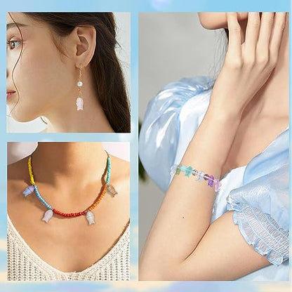 SUNNYCLUE 1 Box 100Pcs Fish Beads Bulk Transparent Glass Fish Bead Colorful Pink Green Blue Marine Life Summer Sea Ocean Animal Mermaid Charms for Jewelry Making Kit Adult Women - color: 1 Box 100pcs Side Drilled Fish Bead Mixed Color
