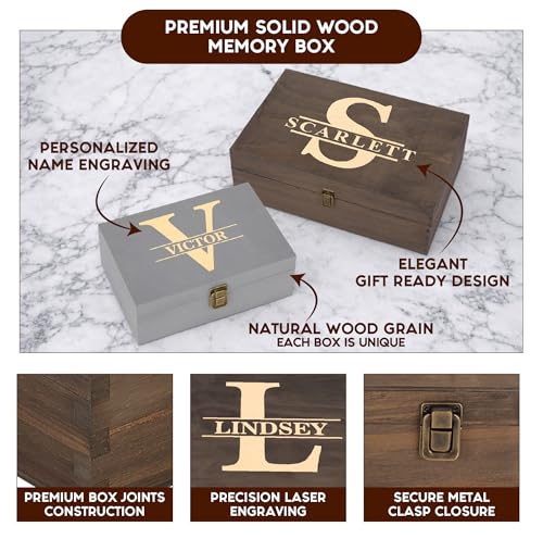Personalized Monogram Keepsake Box, Engraved Gift for Men & Groomsmen - style: 8. Split Monograms