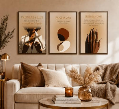 IEMIHZUM African American Girl Christian Wall Art Set of 3 12x16in - color: Poster Scripture, size: 16L"X12W"