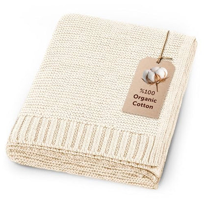 Organic Baby Blanket – 100% Organic Cotton | Ultra-Soft Breathable Newborn Receiving Blanket | Hypoallergenic, Chemical-Free | Unisex Baby Gift | 30x40 Inches (Cream) - color: Cream