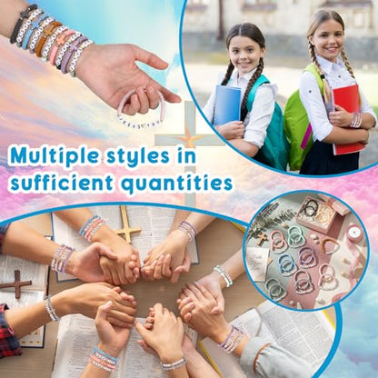Landical 20 Pcs Cross Bracelets and Jesus Loves You Bracelet Bulk - color: Morandi