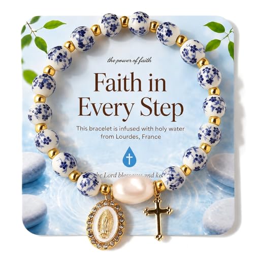 Holy Water Bracelet for Women,Religious Christian FaithJewelry - color: Blue