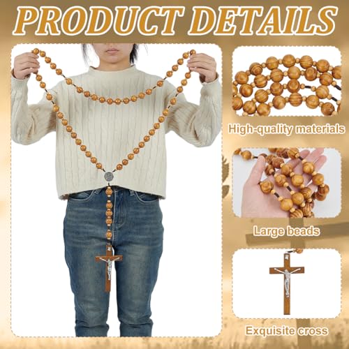 ORIGACH 2 Pcs 43 Inch Large Round Handmade Crucifix Wall Cross