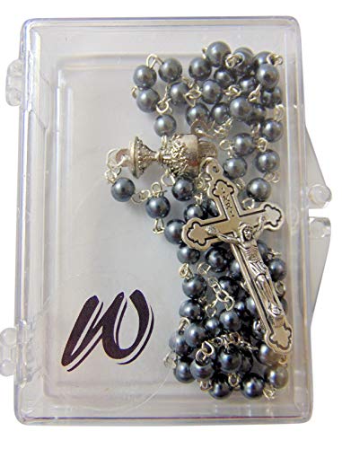 Westman Works First Holy Communion Rosary Beads with Metal Crucifix & Center for Boys or Girls