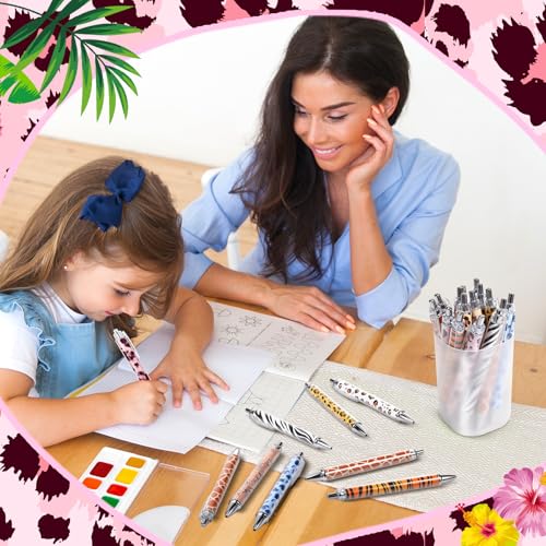 Dispowreath 48 Pcs Animal Print Pens Safari Jungle Cheetah Ink Pens - style: Animal