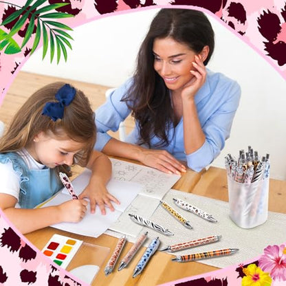 Dispowreath 48 Pcs Animal Print Pens Safari Jungle Cheetah Ink Pens - style: Animal