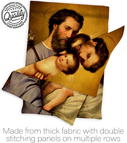 St. Joseph and Infant Jesus Burlap Garden Flag-Religious Faith Hope Grace Peace Dove Christian Religion Easter House Decoration Banner Small Yard Gift Double-Sided, Made in USA