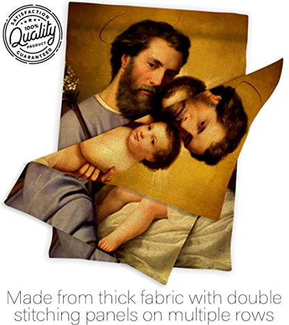 St. Joseph and Infant Jesus Burlap Garden Flag-Religious Faith Hope Grace Peace Dove Christian Religion Easter House Decoration Banner Small Yard Gift Double-Sided, Made in USA