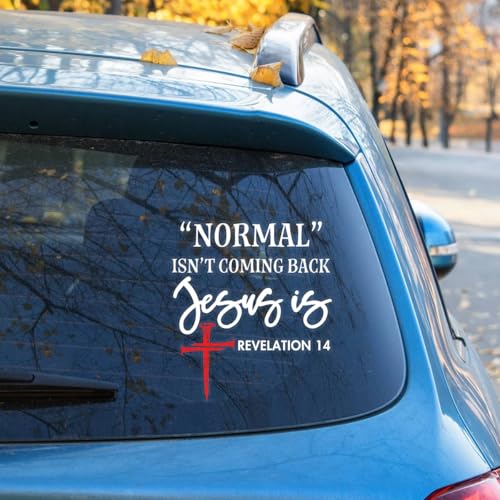 Normal Isn’t Coming Back Jesus is Decal – Christian Vinyl Car Sticker, Durable Waterproof Faith Bumper Sticker for Cars, Trucks, Windows, Laptops, or Walls – Religious Gift Idea (Ver 2, 6x6 inches) - color: Ver 2