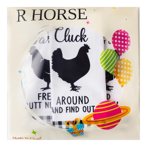 R HORSE 5Pcs Funny Chicken Kitchen Towels Dish Towel Set Baking Lover Gift - color: Chicken Coop