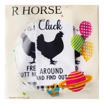 R HORSE 5Pcs Funny Chicken Kitchen Towels Dish Towel Set Baking Lover Gift - color: Chicken Coop