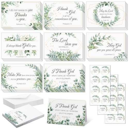 24 Pack Christian Thank You Appreciation Cards, Leaf - style: Leaf
