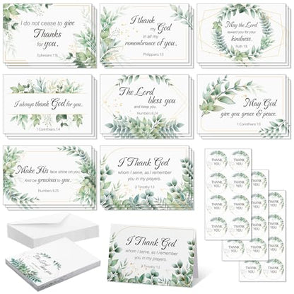 24 Pack Christian Thank You Appreciation Cards, Leaf - style: Leaf