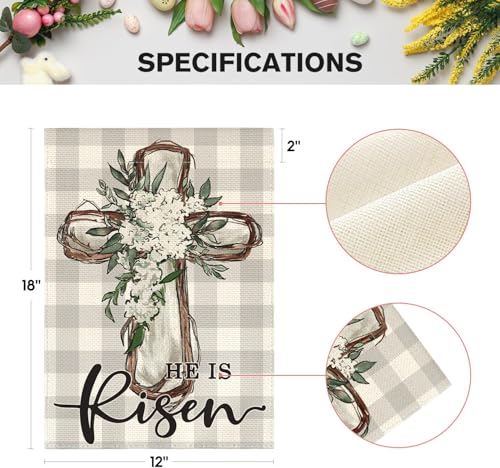 Easter Decorations Yard Flag for Outside 12x18 Inch Double Sided He Is Risen Flag - color: He Is Risen