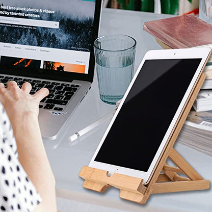Bamboo Tablet Stand Holder Adjustable Folding Wood iPad Stand with Chargeable Hole for Desk iPad Cooking Stand - style: A Tablet Stand