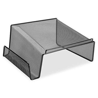 Lorell Mesh Steel Office Phone Stand for Desk, Angled with Storage Slot, 11.1" x 10.1" x 5.3", Black