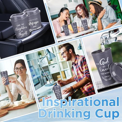 Skylety 20 Pack Christian Gifts Bulk 16oz Bible Verse Tumbler with Lids - color: Gray