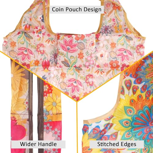 Reusable Grocery Bags, Versatile Tote Bag, Foldable Shopping Totes - color: Sunflower 4 Pack