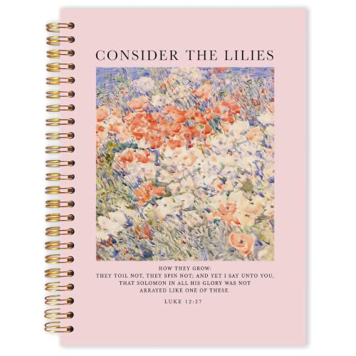OJMFHEGEE Christian Consider The Pink Floral Spiral Notebook 5.5x8.3 in - color: Bible 3